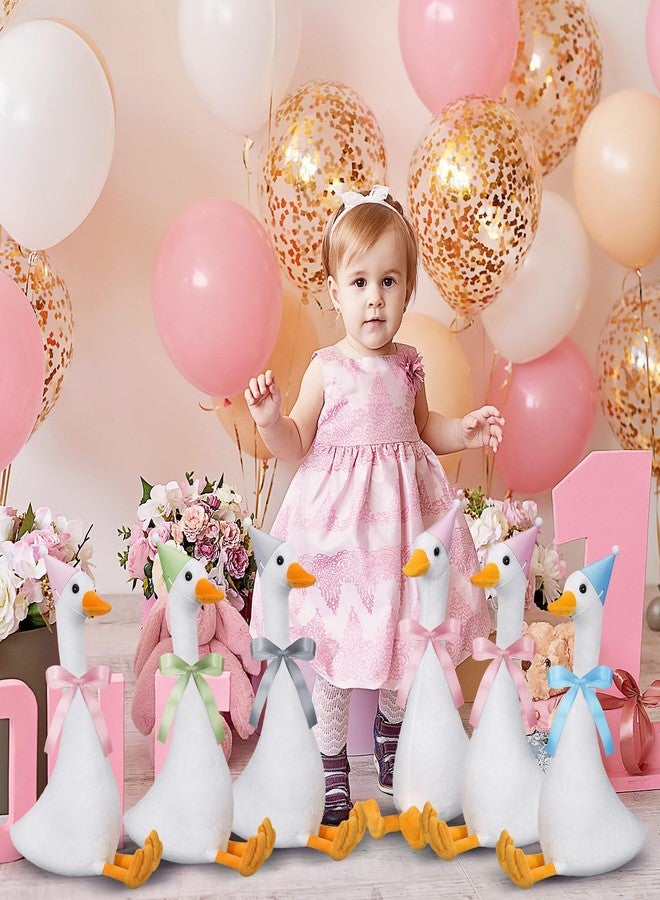 Blueweenly 12 Sets 11.8 Inch Silly Goose Birthday Decor Girl Boy 1st Adopt a Goose Party Favor Gift Plush Stuffed Animal with Mini Party Hat and Ribbon for Christmas Birthday Gift(Cuddly Style) - Image 5
